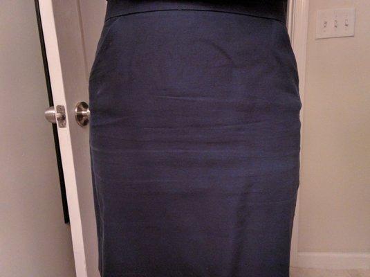 Wrinkled skirt immediately after removing from hanger.