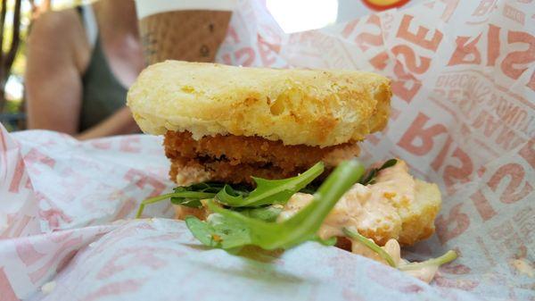 Fried green tomatoes biscuit