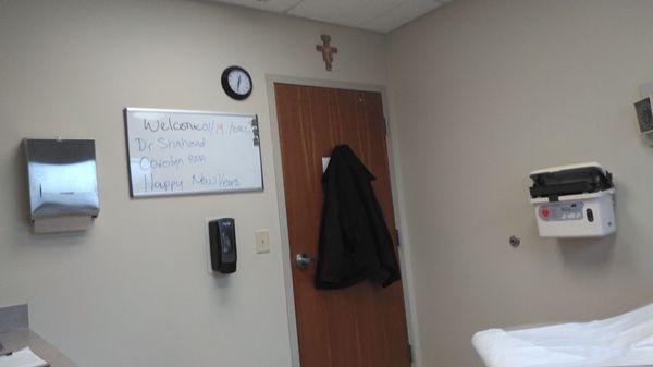 The dry erase board says it all, 'Welcome'