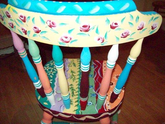 Every chair I paint is different and so much fun to do ...ask me to paint your stuff cool!