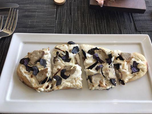 Duck pizza with figs and goat cheese $3