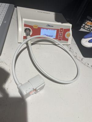 NO FINGER-POKE hemoglobin test! The machine hugs your thumb for a minute and then tells you your hemoglobin level