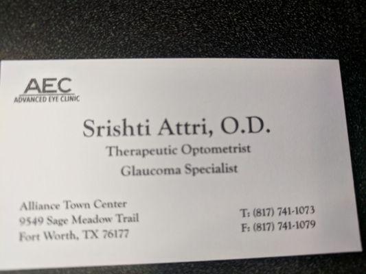 Replaced by Dr. Attri. 817-741-1073