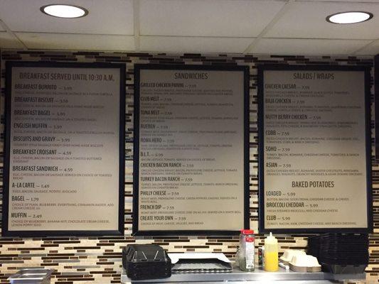 Menu as of 1/31/19, daily specials as well