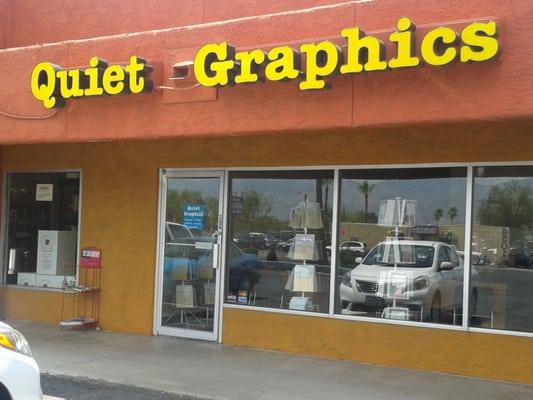 The front of Quiet Graphics, facing south. Just off Speedway before Swan.