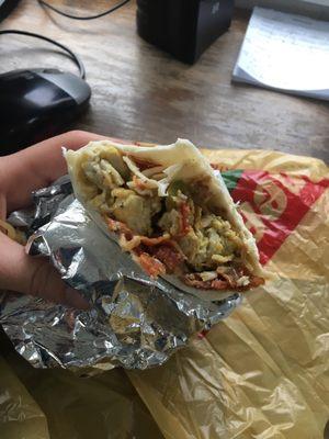 Bacon breakfast burrito