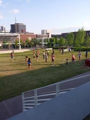 Monday hula hoop group on the green
