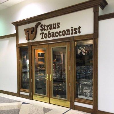 Walk in humidor sand cigar lounge at Straus Tobacconist.