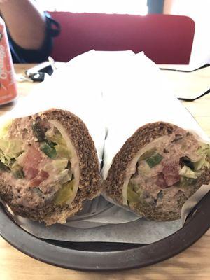 Tuna on wheat with everything