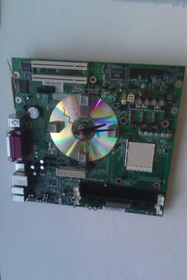 A clock made from old computer parts