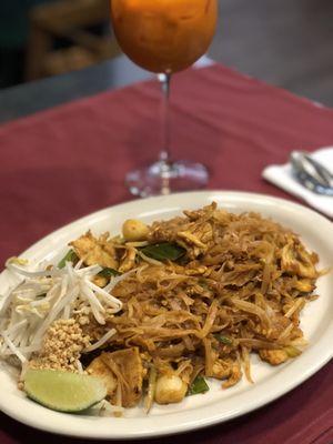 Pad Thai Tangy and savory stir fried noodles with beansprouts, green onions, and eggs