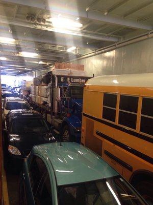 E and E lumber truck on the ferry