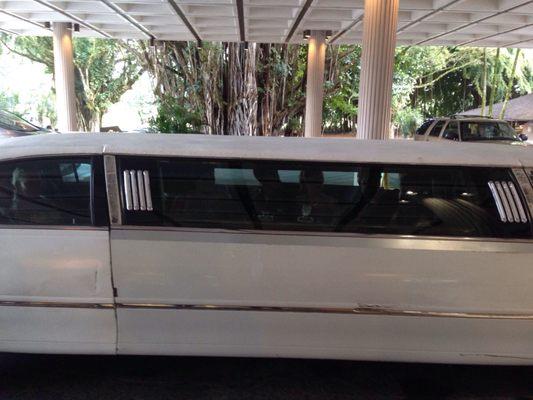 Limo has dents and dings all over! Inside smelled musty and Driver looked very disheveled and unprofessional.