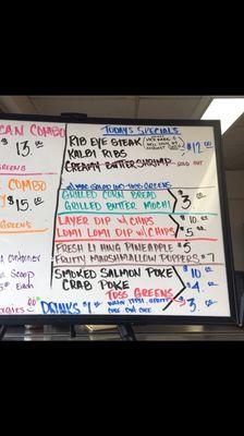 Friday September 25, 2020 Specials Menu