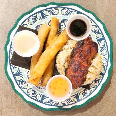 Lola's Special - $10 Longanisa sausage with Garlic Rice and one of each Lumpia