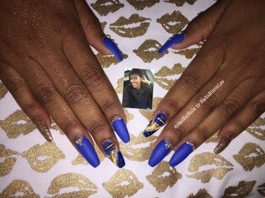 Prom nails (Full Set X Matte Polish X Swarovski Crystals)