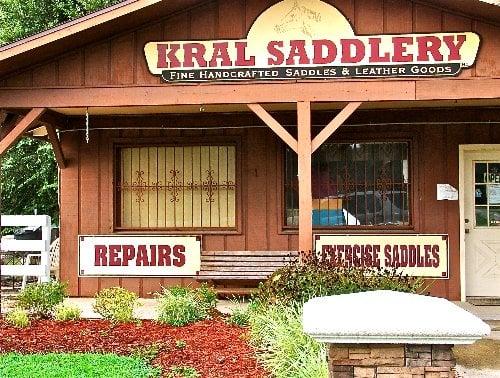 Storefront at Kral Saddlery.