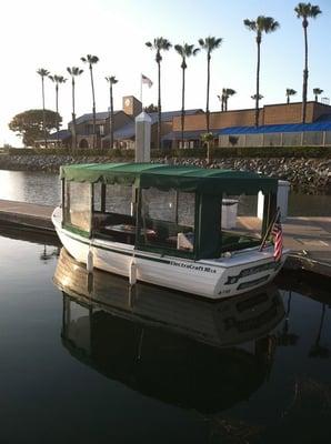 The Green Mermaid boat preparing to go out on a sunset cruise