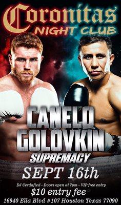 CANELO VS. TRIPLE G FIGHT $10 COVER AT DOOR