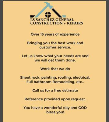 LS Sanchez General Construction Plus Repair