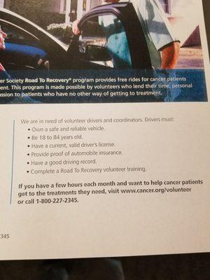 Drivers needed volunteer