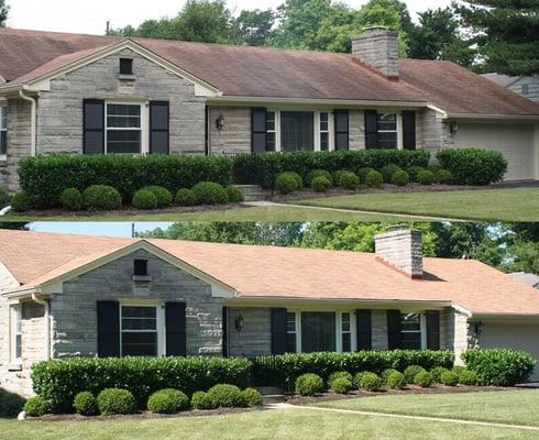 Before and after pictures of a tear off we did about a couple months ago for Mr.Thomas