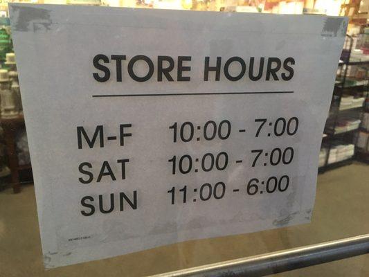 Their new hours. They had 9pm posted online.