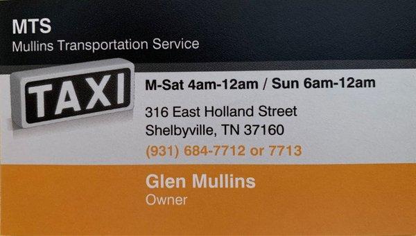 Owner's business card with all the info needed