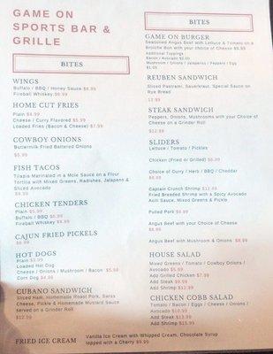 Food menu