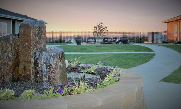 Fieldstone's beautiful, secure outdoor courtyard provides lots of room to walk, garden and relax in a serene setting.
