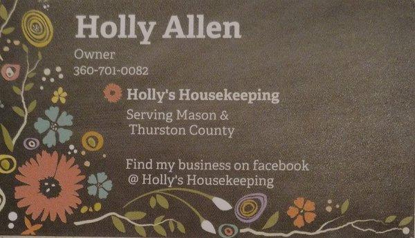 Holly's Housekeeping business card