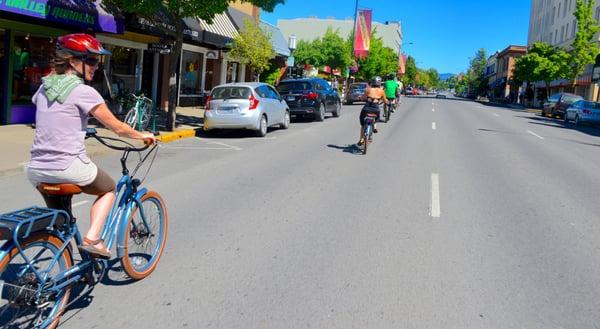 Having a blast on e-bike tour through Ashland's Historic Downtown District.