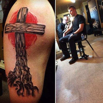 Told Chula I wanted a natural looking cross with roots going down. Boom.