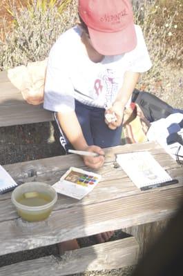 My 10 year old son in Suzi's watercolor class