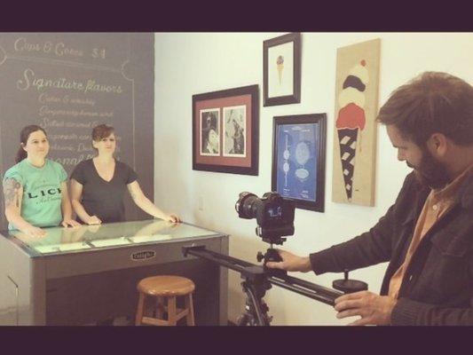 Asa filming small business owners for a film in 2016