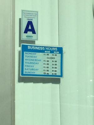 Hours- closed Tuesday