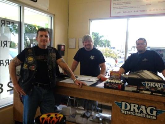 From left: Me, Cycle Shop employees Shane Taylor and Eric Matusiak