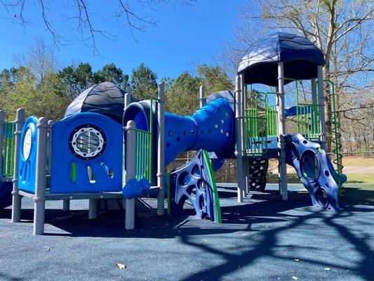 New upper playground on rubber floor.