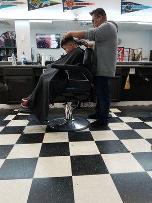 My son's regular barber wasn't available so we came here . Very happy with the result. Clean fade and just great cut. And its allot closer.