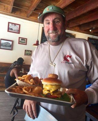 This guy was super happy with his OMG burger. Onion rings were sweet and batter was tasty but light