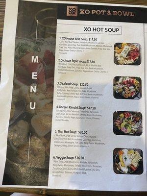 Hot soup menu