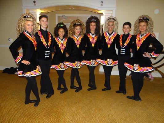 DP Ceili group preparing for group dance at regional competition in Philadelphia November 2017.