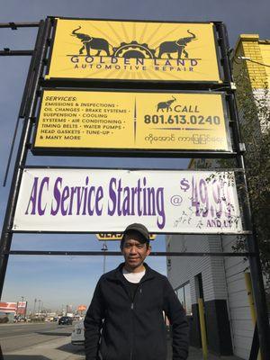 Aung, outside of his auto repair shop in South Salt Lake City!