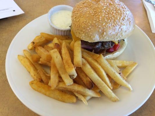 Burger with fries...