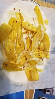 Unique plantain chips! Perfect thin slices-crispy yet extremely palatable and well seasoned.