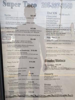 Menu on 20 Jan 2015.