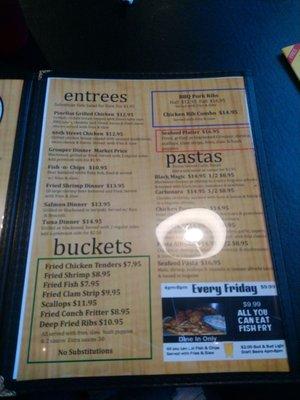 Sorry for the glare. Menu of main entrees