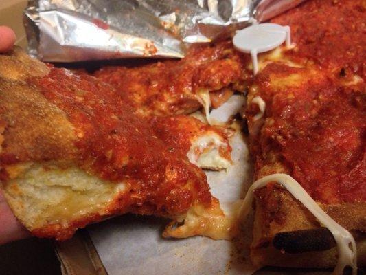 Deep dish linguiça look at that cheese!!!