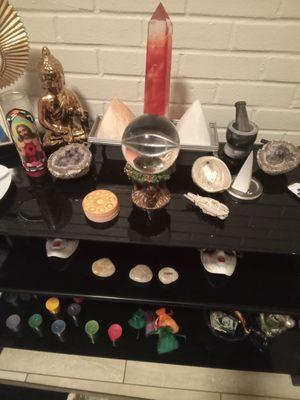 Tarot card readings, crystals, candles, ora cleansing, crystal ball readings, palm readings, chakra cleansing