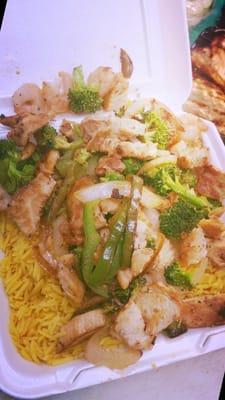 Shrimp & chicken over rice